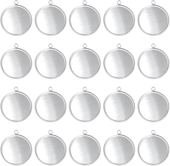 Resin Crafts Diy - 20 Stück Edelstahl-Rohlinge mit runder Lünette,