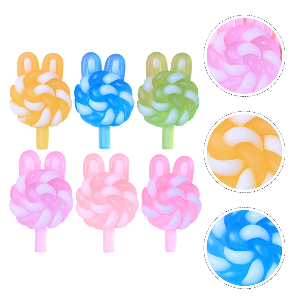 Resin Crafts Diy - 24 Stück niedliche Cartoon-Lollipop-Anhänger in Hasenform,
