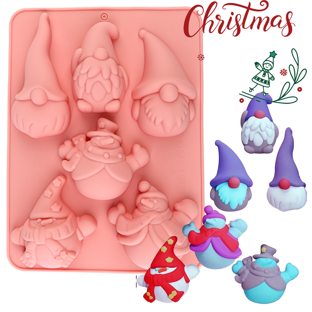 Resin Craft Ideas - 6-fach Silikon-Backform mit Weihnachtswichtel-Motiv für Kuchen