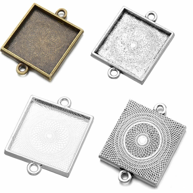 Bezels Set Pendant - Onebeading Fit 25x25mm Quadrat Cabochons Cameos