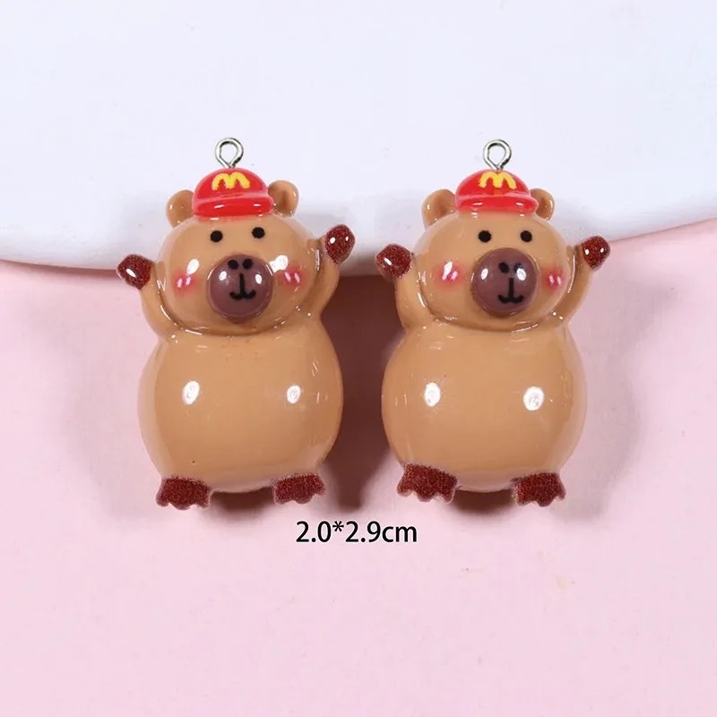 Resin Craft Supplies - 10 Stück Glänzende Flache Capybara-Harz-Anhänger Kawaii