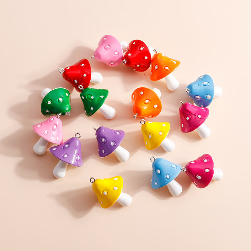 Flower Preservation Resin - 10 Stück bunte süße Harz-Cartoon-Pilz-Charms für