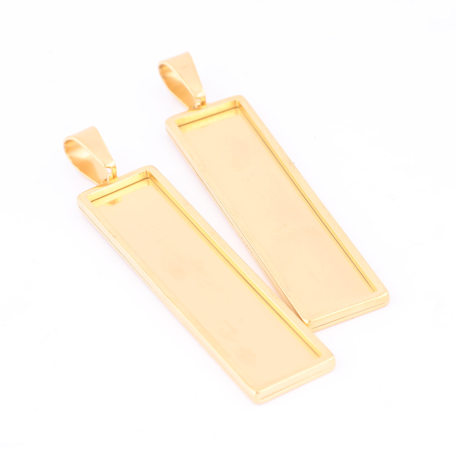 Bezels Set Pendant - 5 stücke Edelstahl vergoldet 10x50mm Rechteck