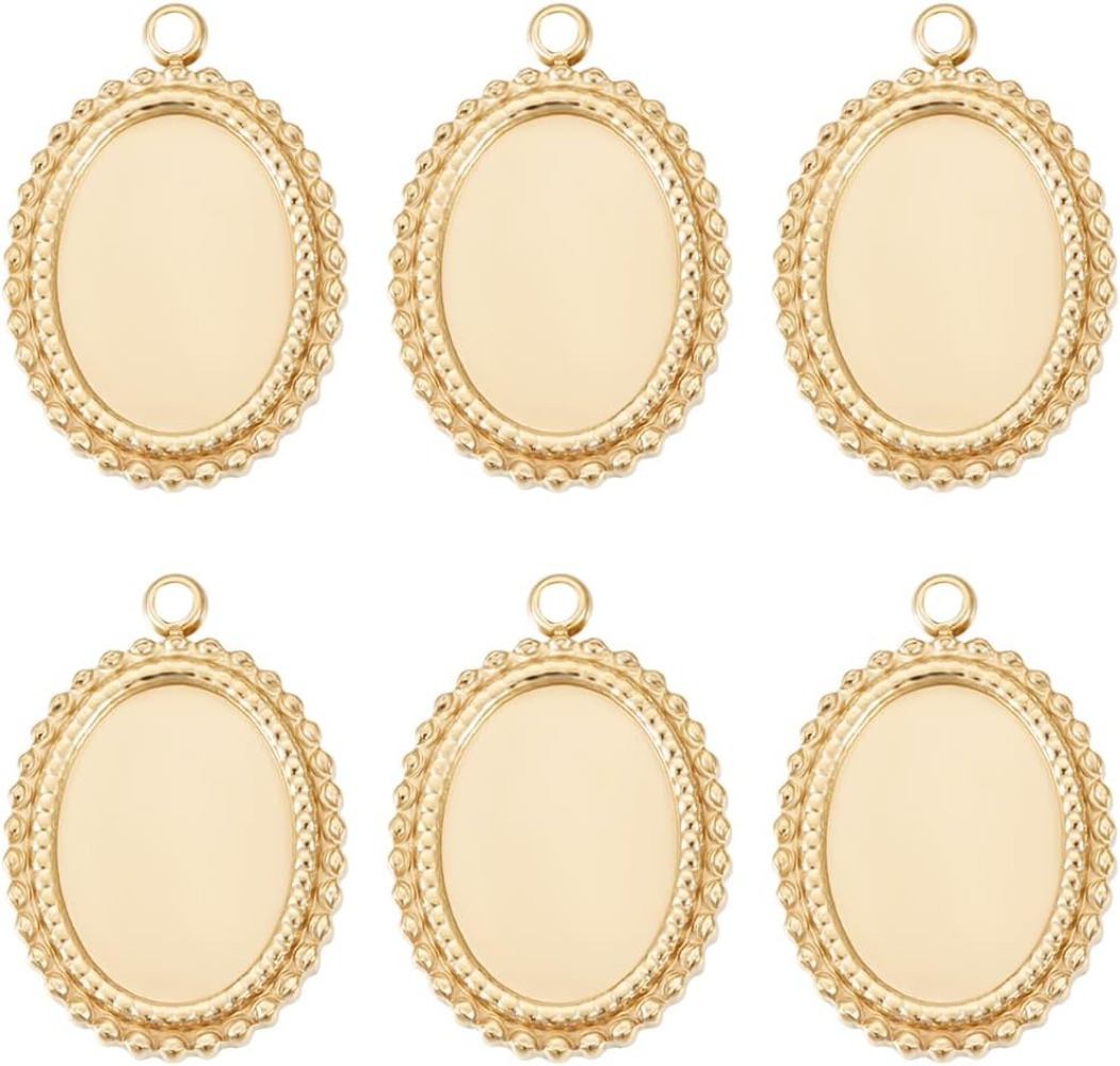 Bezels Set Pendant - 6 Stück Cabochon-Fassungen Charms, 14 Karat