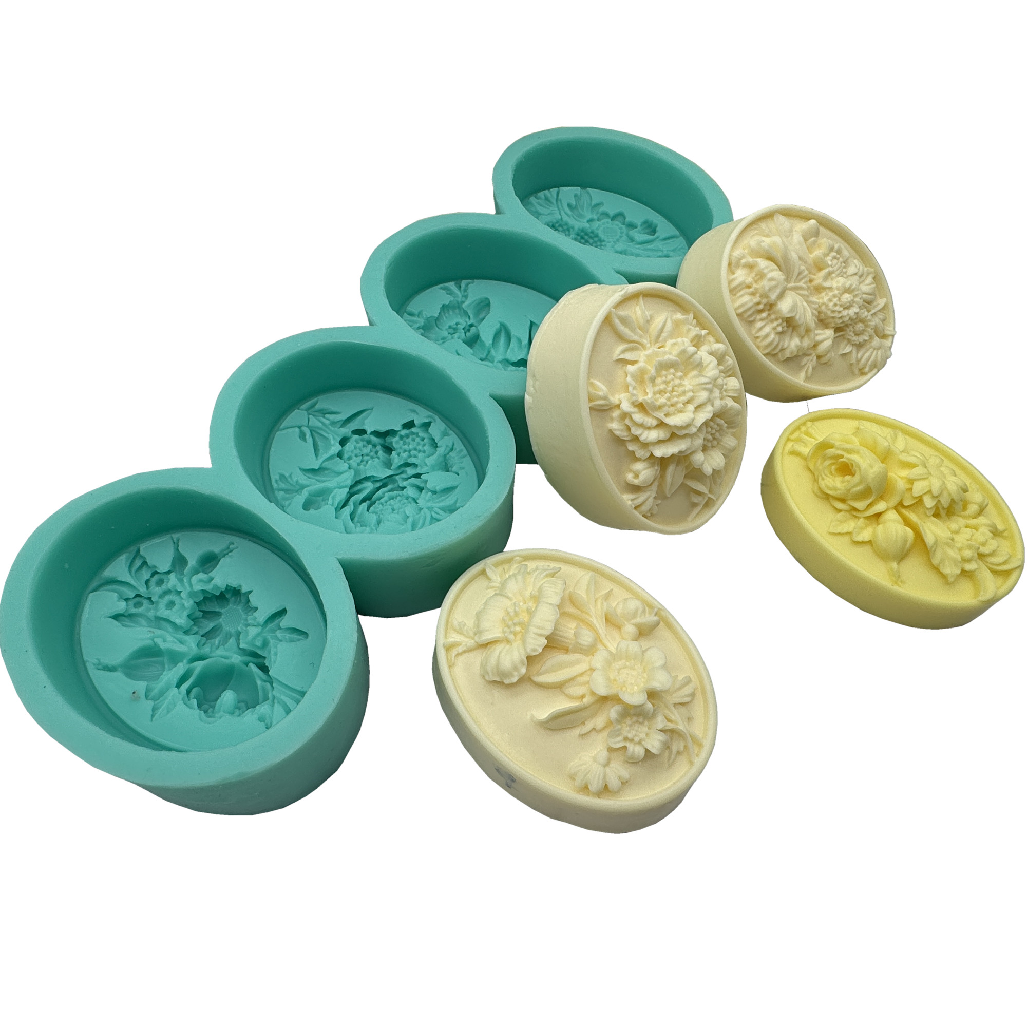Resin Craft Ideas - 4 Mulden Oval Blume 3D Seife