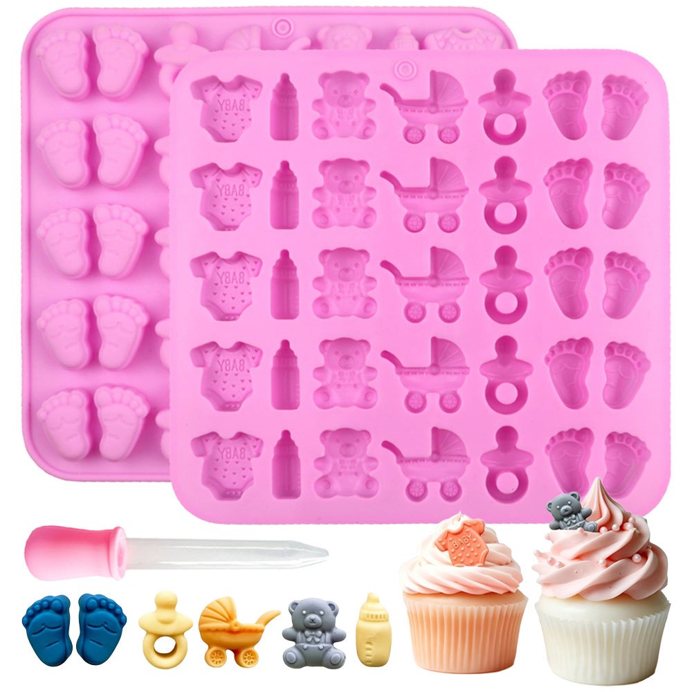 Resin Craft Ideas - 2er-Set Silikonformen mit 35 Mulden: Babyfüße,