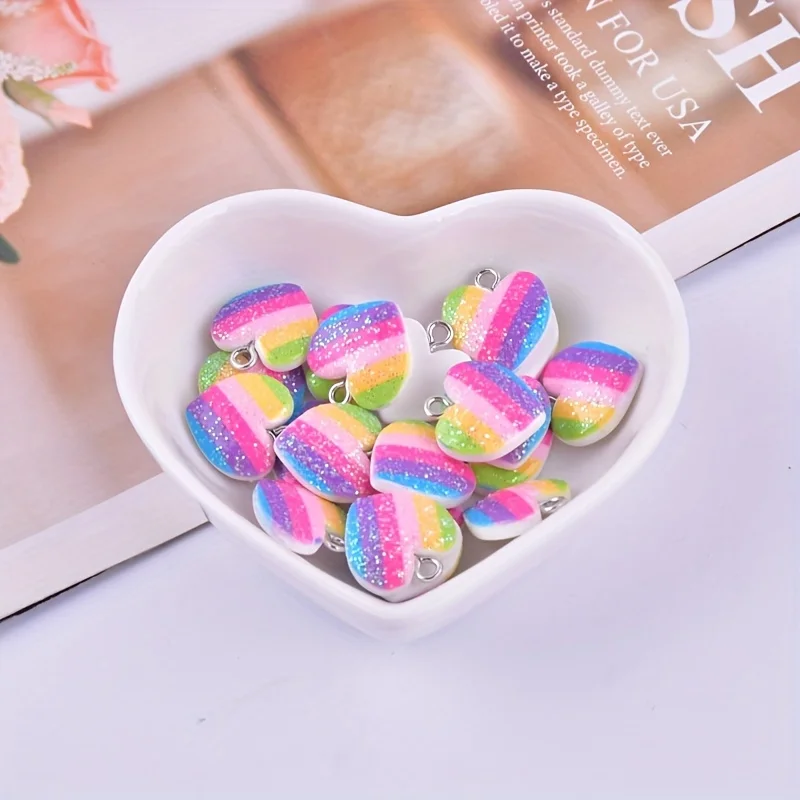 10 Stück bunte Herz-Harz-Anhän – Resin Crafts Diy Bewertung und Preis